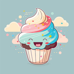 A cute kawaii style Cupcake.