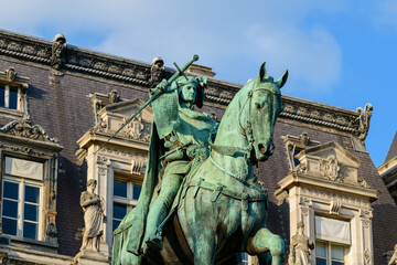 The Statue of Etienne Marcel , in Europe, France, Ile de France, Paris, in summer, on a sunny day.