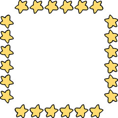 Square frame with doodle stars on white background. Vector image.