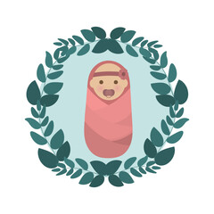 A newborn baby is wrapped in a diaper. Vector illustration.