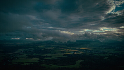 Aerial shot of rural area in central Europe