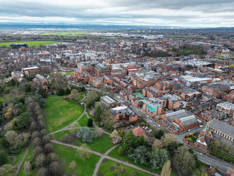 Aerial capture of Chester in Cheshire, UK. 