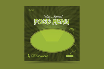 Food social media banner design template. Burger social media post vector illustration. Square size.  Food social media banner design template. Noodles and chicken social media post vector 