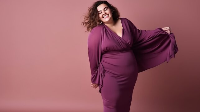 Embracing Beauty: Full Body Shot of Plus Size Model. Generative AI.
