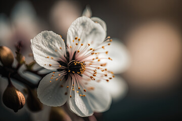 Fototapeta na wymiar A close-up shot of a single cherry blossom.