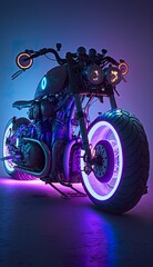 Fototapeta na wymiar biomechanical motorcycle cyberpunk . Creative illustration. (Ai Generate)