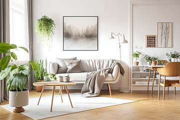 Light living room nordic style, generative ai image