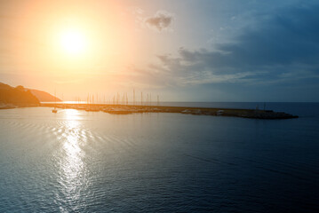 Fototapeta premium Marina bay for boats in the town of Agropoli.