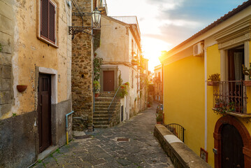 Fototapeta na wymiar Typical italian street in Agropoli in Italy.