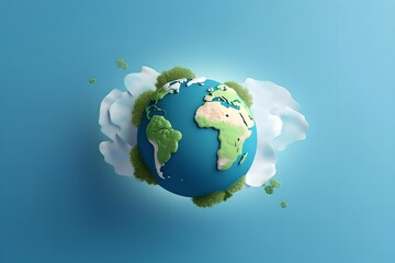 Fototapeta premium Planet Earth 3D illustration, World Earth Day background, generative ai illustration