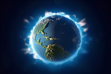 Planet Earth in space 3D illustration, world earth day background, generative ai illustration