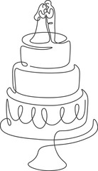 Birthday cake with candle in line art