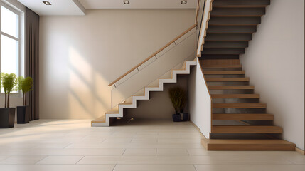 Fototapeta premium Hall with staircase 3d render (ai generated)