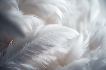 Delicate elegant white feathers background. Generative AI