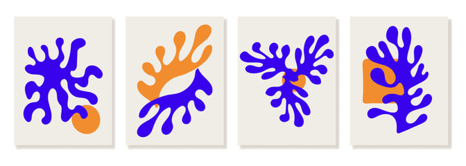 Fototapeta na wymiar Matisse inspired floral posters. Vector illustration