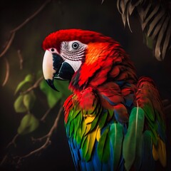 Fototapeta premium Insanely colorful big parrot. Generative AI