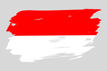 Flag of Indonesia painted with a brush stroke. Abstract concept. National flag in grunge style. Vector illustration
