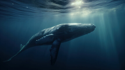 Whale, Underwater, Generative AI, Illustration
