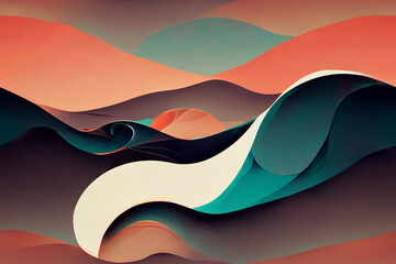 Seamless abstract flat wave pattern, designed continuous background, repeating textured artwork wallpaper, generative ai