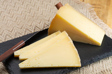 Swiss cheese collection, gruyere cheese made from unpasteurized cow's milk