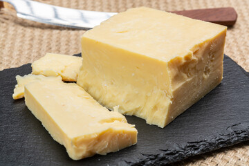 British cheeses collection, English matured smoked cheddar cheese