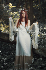 Red hair maiden with fantasy dress