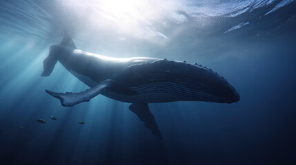 Whale, Underwater, Generative AI, Illustration