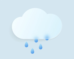 Transparent glass vector icons design. Icon with raindrops and cloud in glassmorphism style