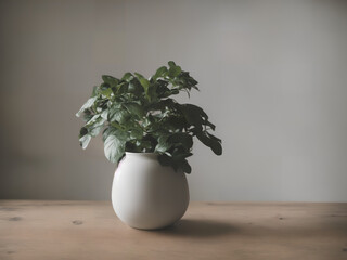 white vase with a plant