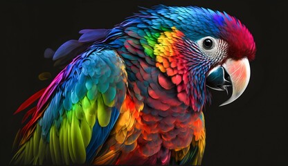 Obraz premium Insanely colorful big parrot. Generative AI