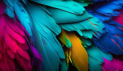 Delicate elegant colorful feathers background. Generative AI
