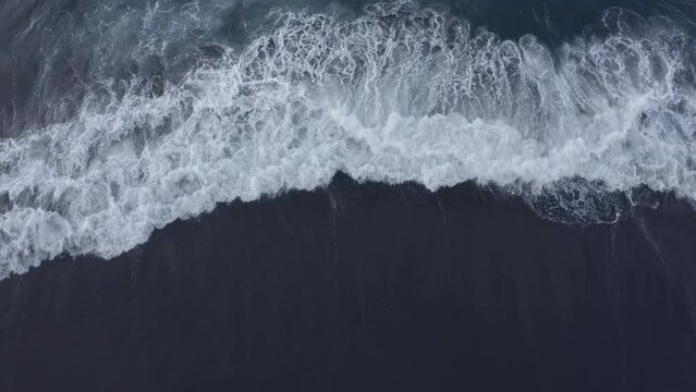 sea ​​surf with high waves on the sandy beach of praia de santa barbara,ribeira grande,island sao miguel, azores,portugal,drone photography