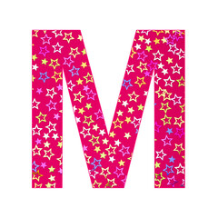 Alphabet letter M uppercase - Birthday background with colorful confetti