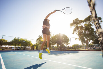 Young Female Tennis Player on a Stunning New Court