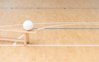 Volleyball ball in a physical education lesson. Horizontal  sport theme poster, greeting cards, headers, website and app