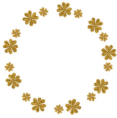 Gold Circle Frame Border with Flowers