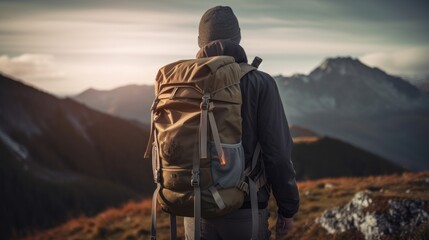 Explore the beauty of mountains on foot, camping, GENERATIVE AI