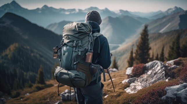 Experience the thrill of mountain adventure camping, GENERATIVE AI