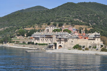 Fototapeta na wymiar The Monastery of Xenophontos is a monastery built on Mount Athos