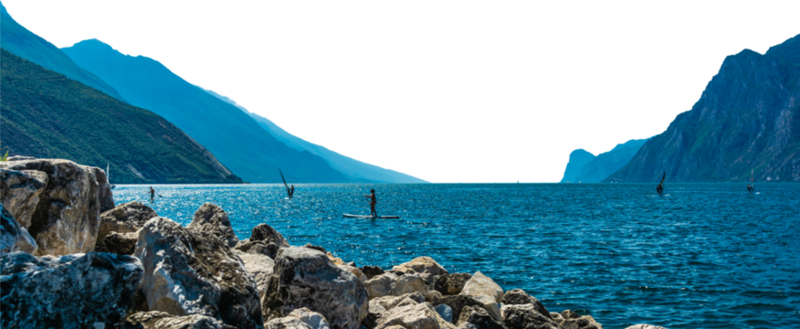 rocky lake coast, transparent PNG. - Powered by Adobe