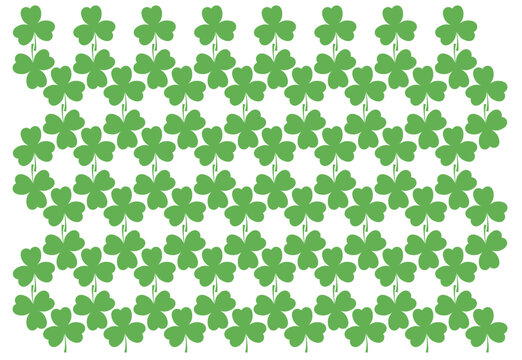 Green Shamrock Clover Leaves. Vector Outline Illustration And Background.