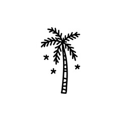 vector doodle illustration of a coconut tree