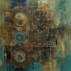 Obraz na płótnie Canvas Abstract background depicting contemplation of technology. Generative AI