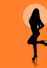Fototapeta na wymiar Silhouette einer sexy Frau mit High Heels und angewinkeltem Bein - Posing