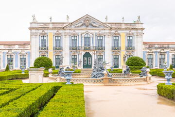 Queluz palace Main Entrance and Fountain Close-Up.