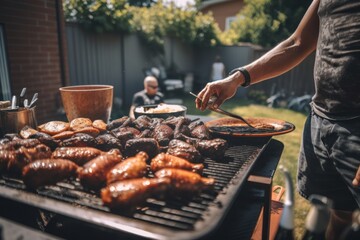  Summertime barbecue bliss: backyard grill for the family. GENERATIVE AI