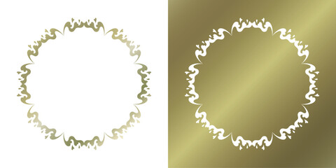 素材_フレームのセット_ゴールドの豪華な雰囲気の飾り枠。シンプルで高級感のある囲みのデザイン。文字無し