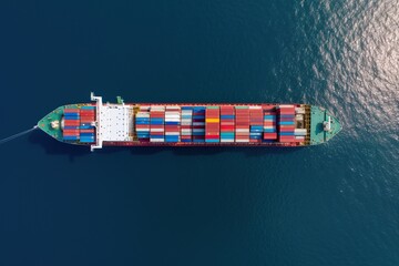 Shipping: Aerial View of a Container Ship Transporting Cargo. Generative AI.
