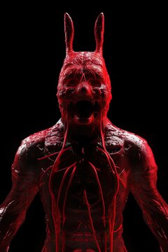 Bloodied Bunnyman: A Terrifying Horror Character for Your Scariest Projects. Generative AI.