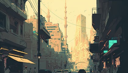 Egypt Cairo cityscape . Creative illustration. (Ai Generate)